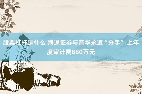 股票杠杆是什么 海通证券与普华永道“分手” 上年度审计费880万元