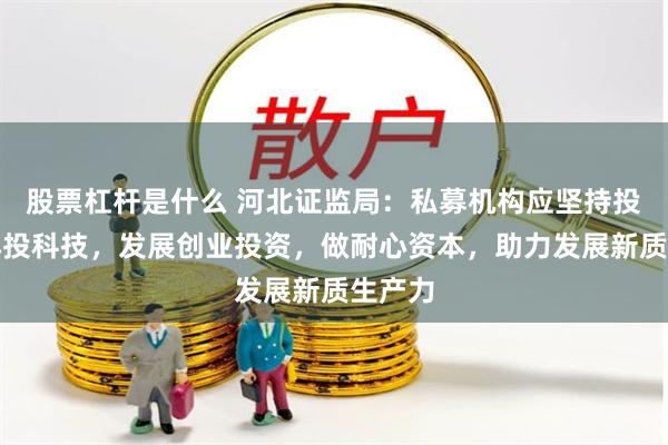 股票杠杆是什么 河北证监局：私募机构应坚持投早投小投科技，发展创业投资，做耐心资本，助力发展新质生产力